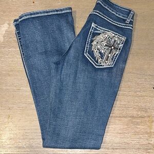 H&Y fashion Blue Women's Jeans with Embroidered Pocket